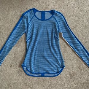 Lululemon Long Sleeve Shirt Blue White Thermal Sz4